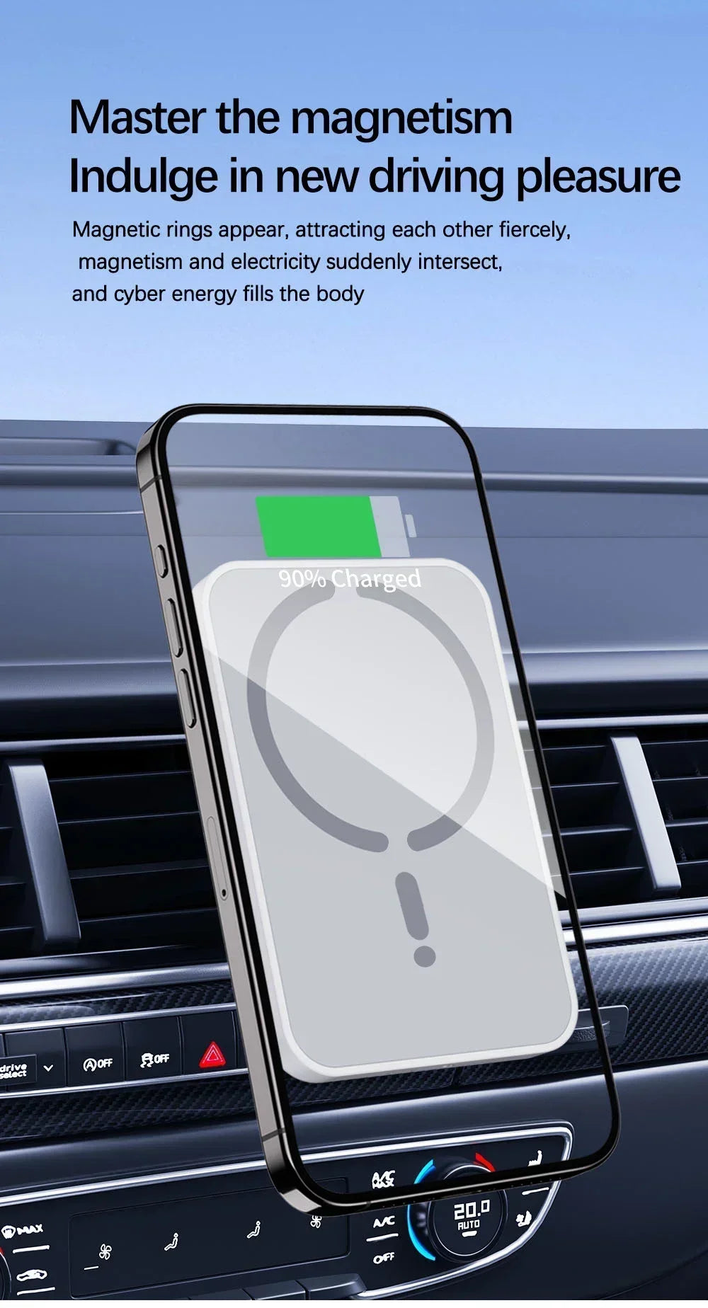 Premium Magnetic Car Mount - Wireless Charger & GPS Stand