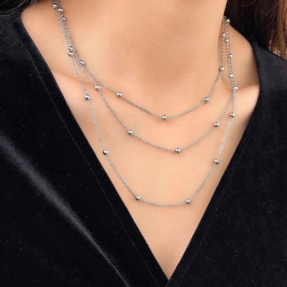 Elegant Multi-Layer Stainless Steel Necklace - Premium Women's Jewelry
