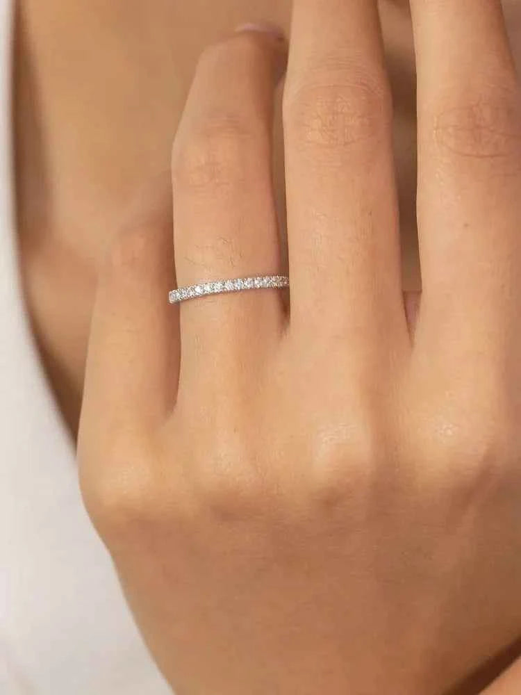 Elegant Sterling Silver Zircon Ring - Luxury Fine Jewelry