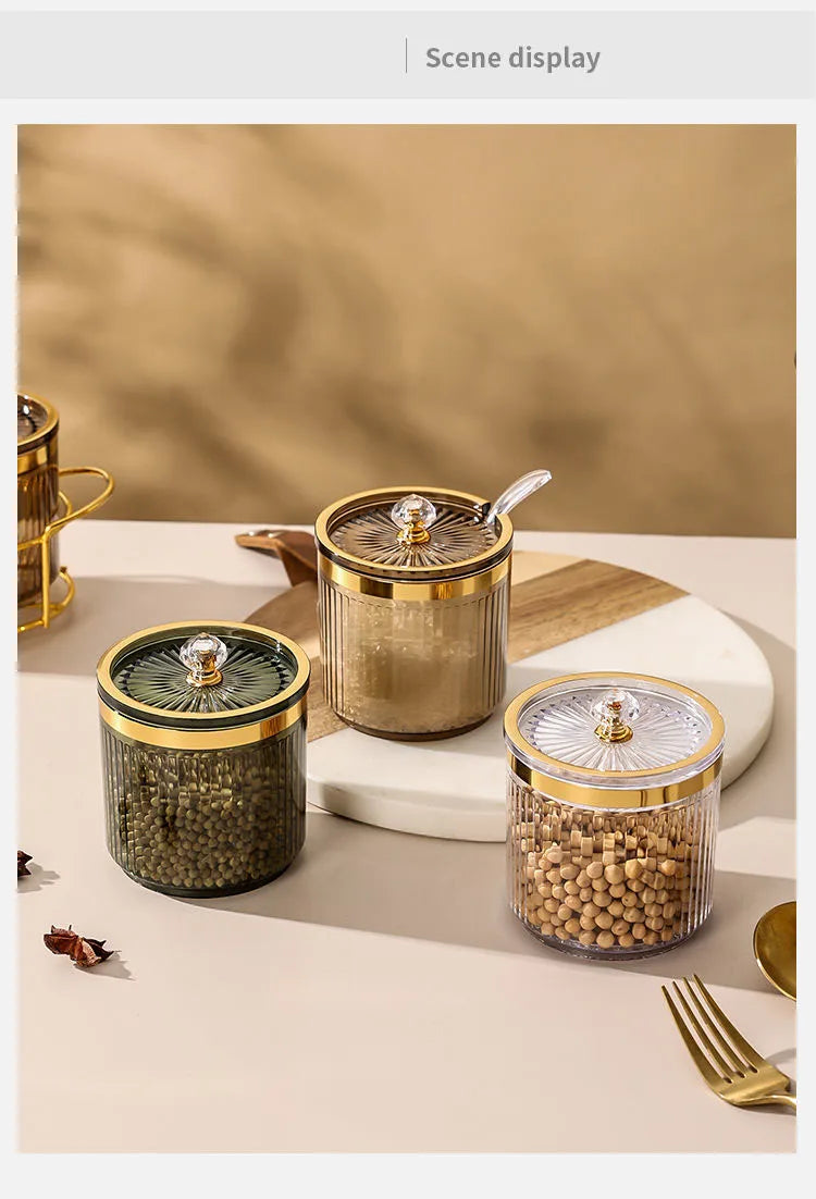 Elegant Metal Luxury Spice Jar Rack - Airtight Storage