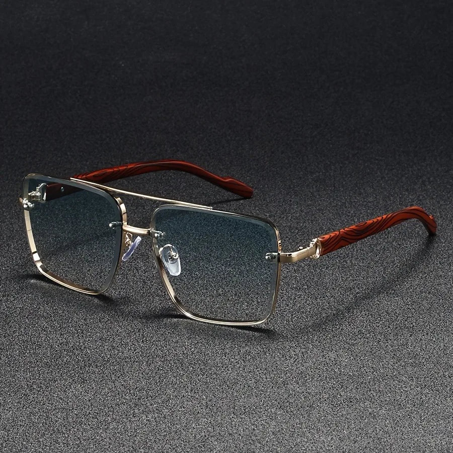 Luxury Square Wooden Sunglasses - Vintage Gradient Eyewear