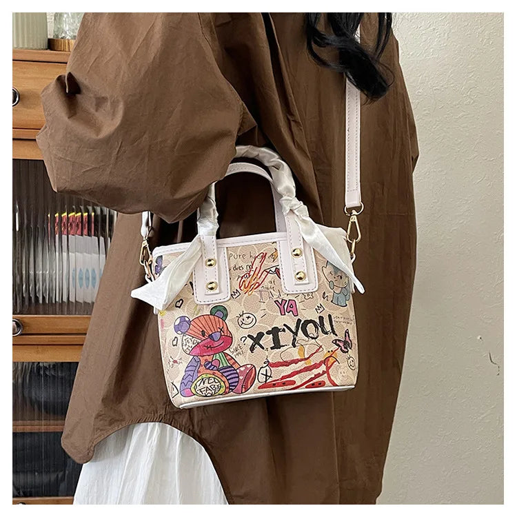 Elegant Artistic Crossbody Bag - Graffiti Design