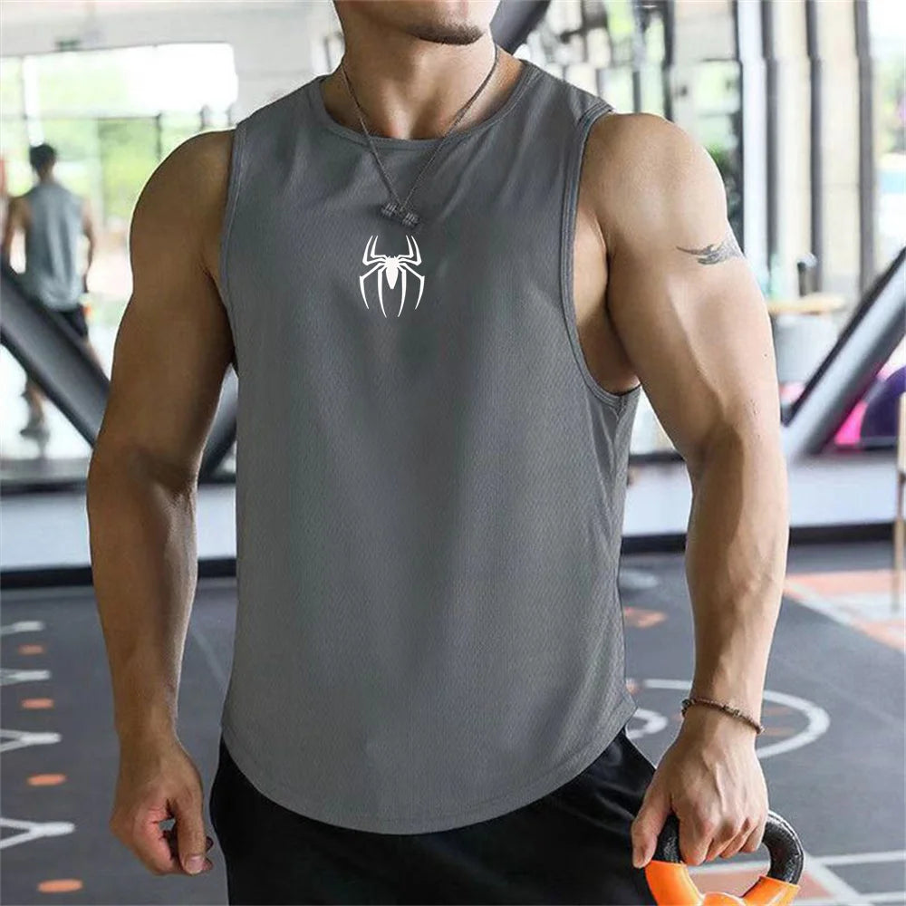 Ultimate Muscle Tank Top - Breathable Spider Print Gym Shirt