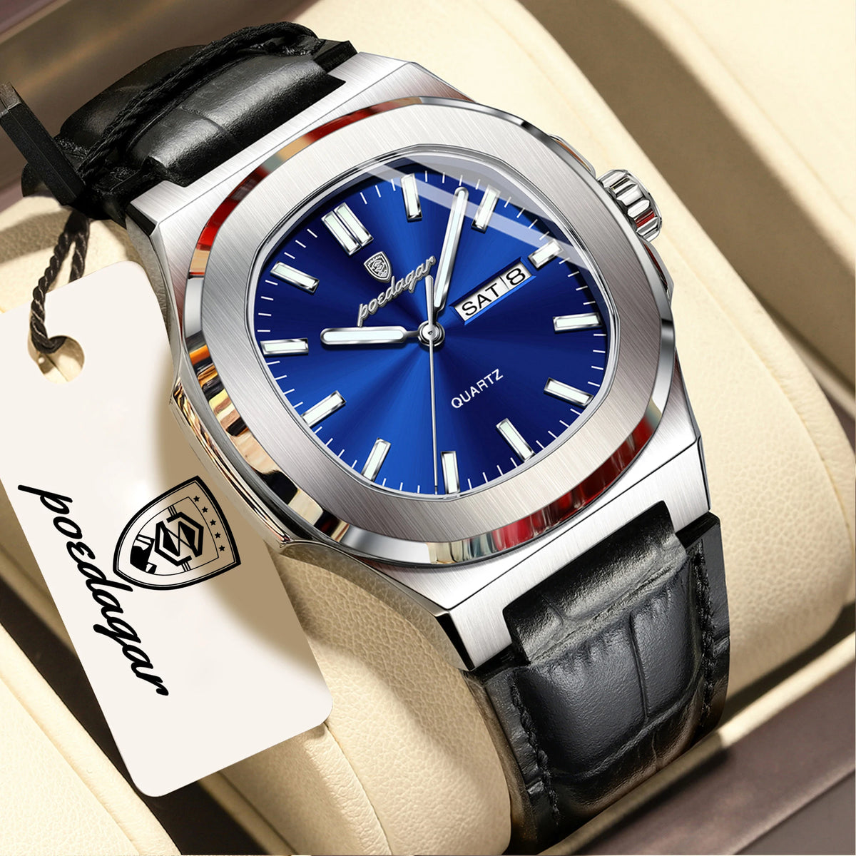 Luxury Square Men's Quartz Wristwatch - Waterproof & Luminous