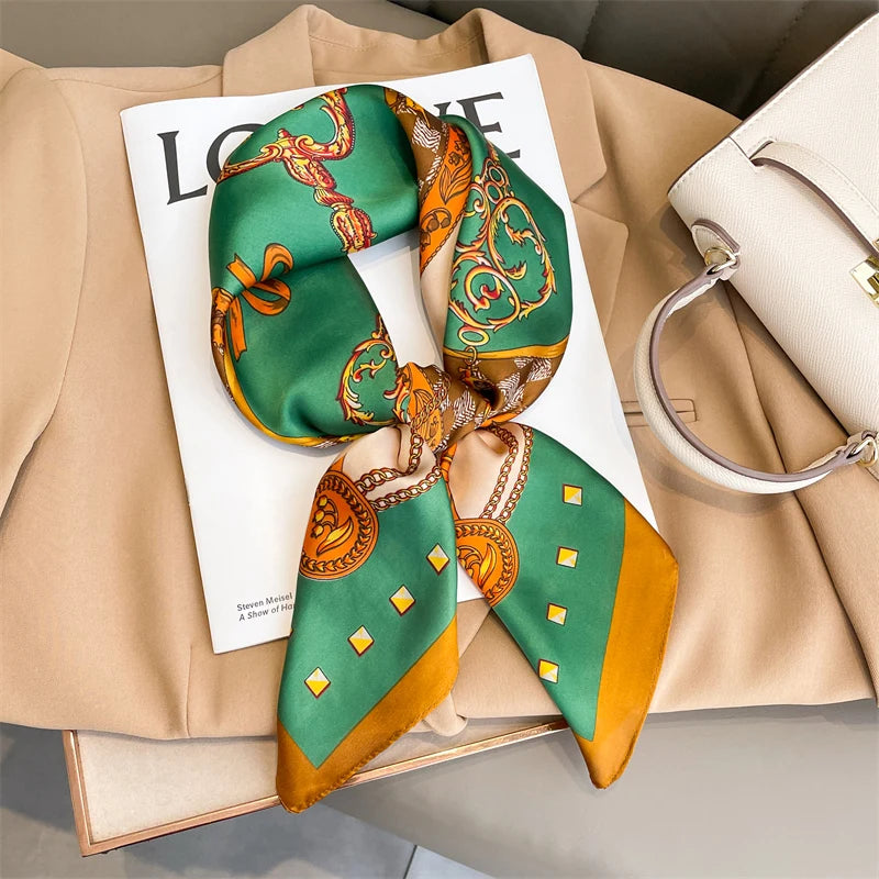 Luxury Square Silk Scarf - Satin Hair Bandana & Neckerchief