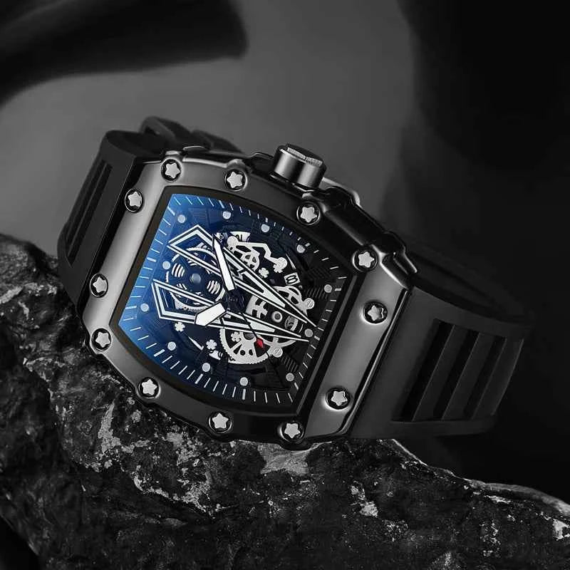 Premium Men's Square Quartz Watch - Waterproof & Luminous