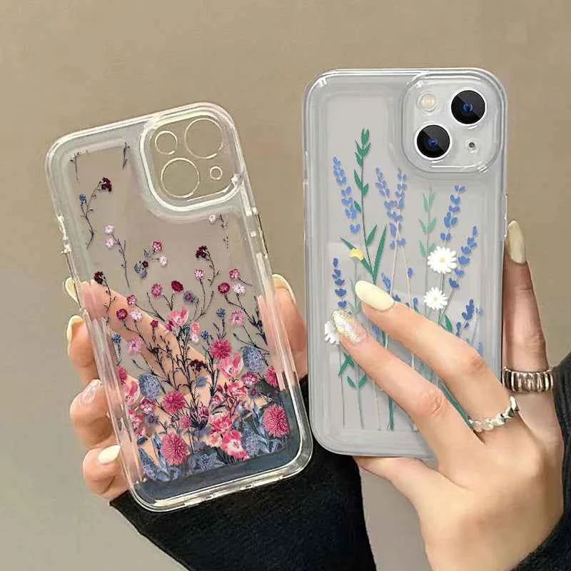 Soft flower phone case - clear cover with elegant floral pattern for Samsung smartphones