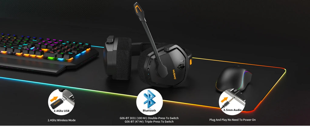 Premium Dual Wireless Gaming Headset - 2.4GHz & Bluetooth 5.3