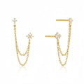 Luxury Tassel Chain Hanging Earrings - Double Stud Design