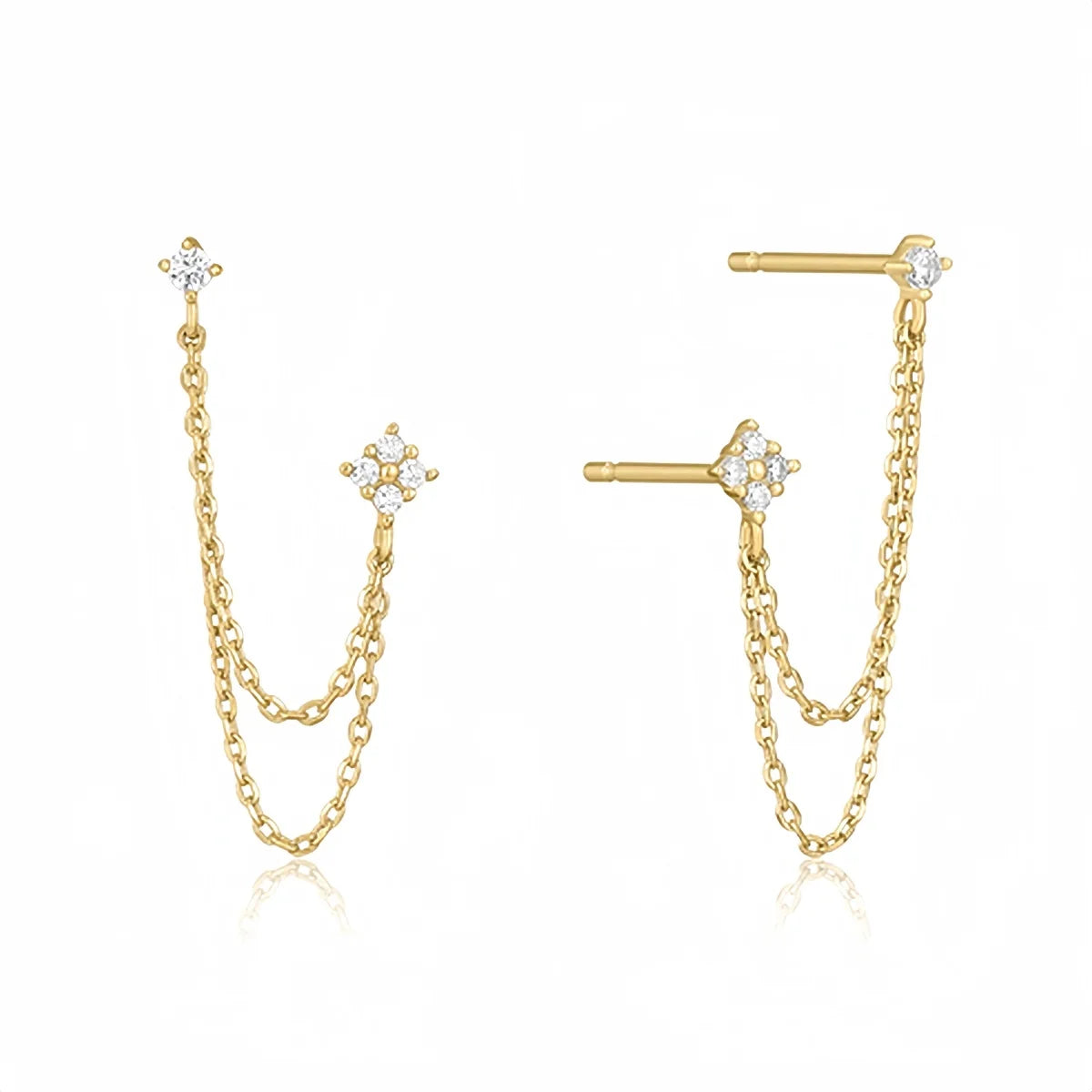 Luxury Tassel Chain Hanging Earrings - Double Stud Design