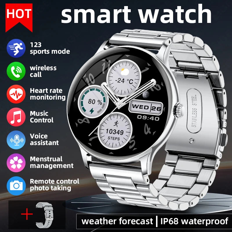 Luxury Steel Smart Watch - Bluetooth Call & Fitness Tracker