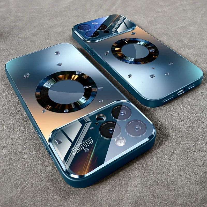 Luxury Glass Camera Magnetic Wireless Charge Case