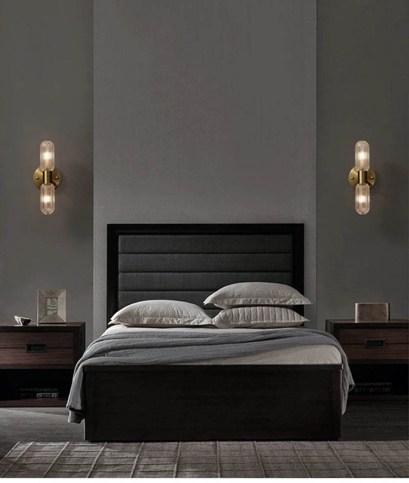 Luxury Gold Glass Wall Sconce - Elegant LED 12W Lighting