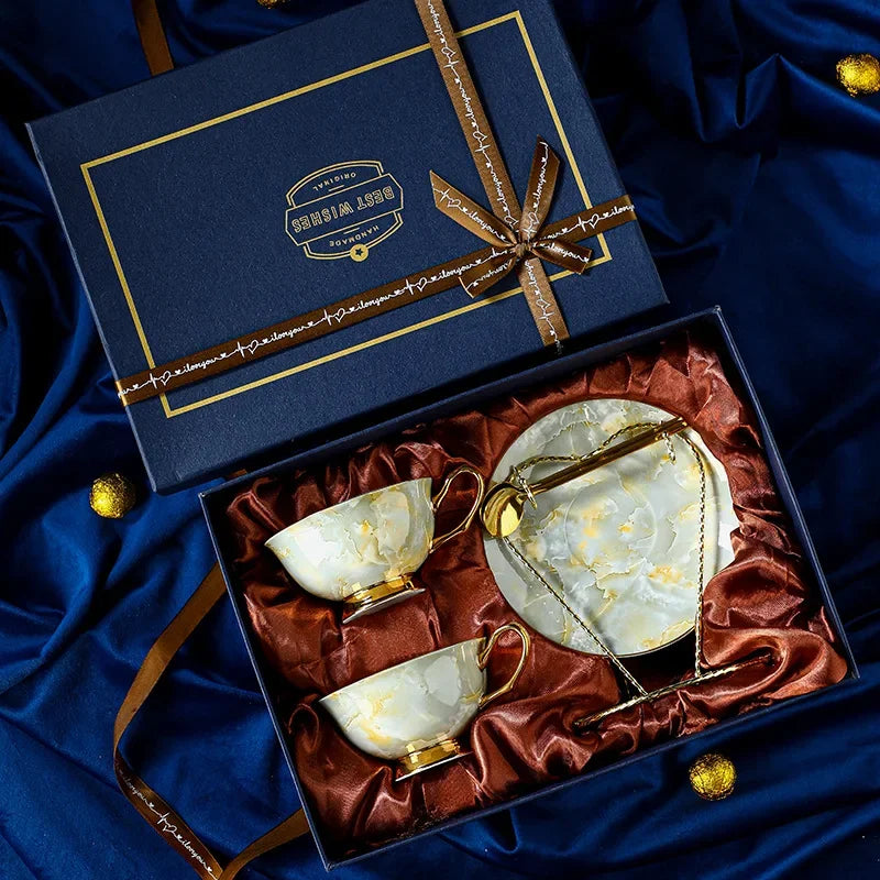Elegant Bone China Coffee Set - Light Luxury European Style