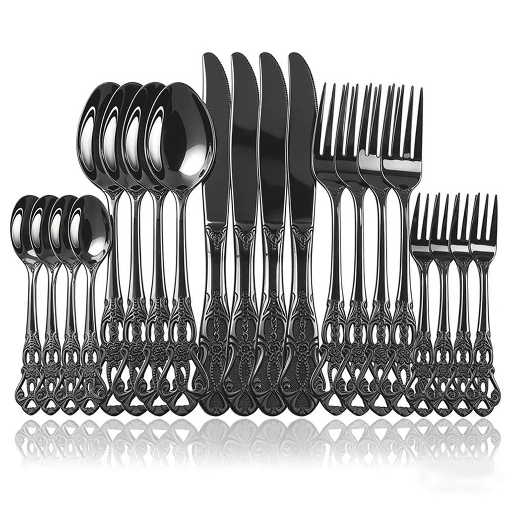 Elegant Rose Gold Dinnerware Set - 20-Piece Flatware