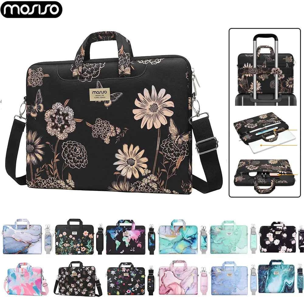 Laptop shoulder bag - water-resistant canvas briefcase for men and women