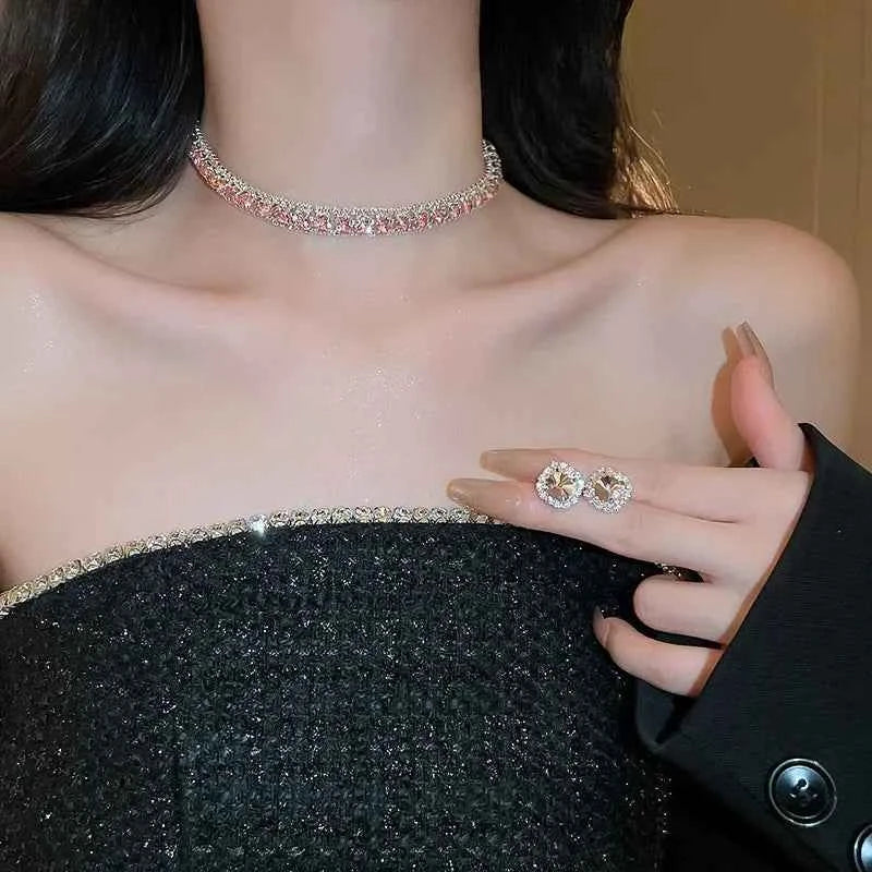 Elegant Crystal Jewelry Set - Luxury Necklace & Earrings for Women
