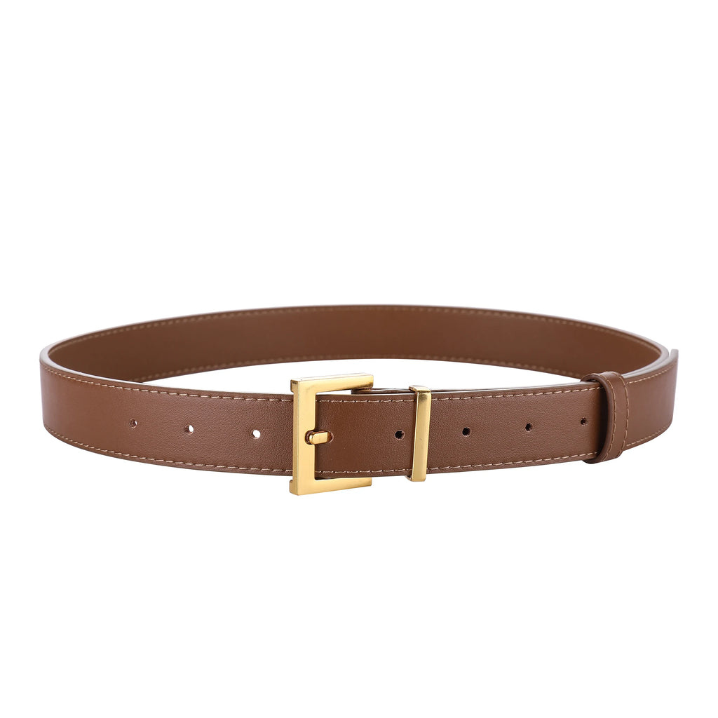 Luxury Cowhide Leather Belt - Adjustable Square Buckle