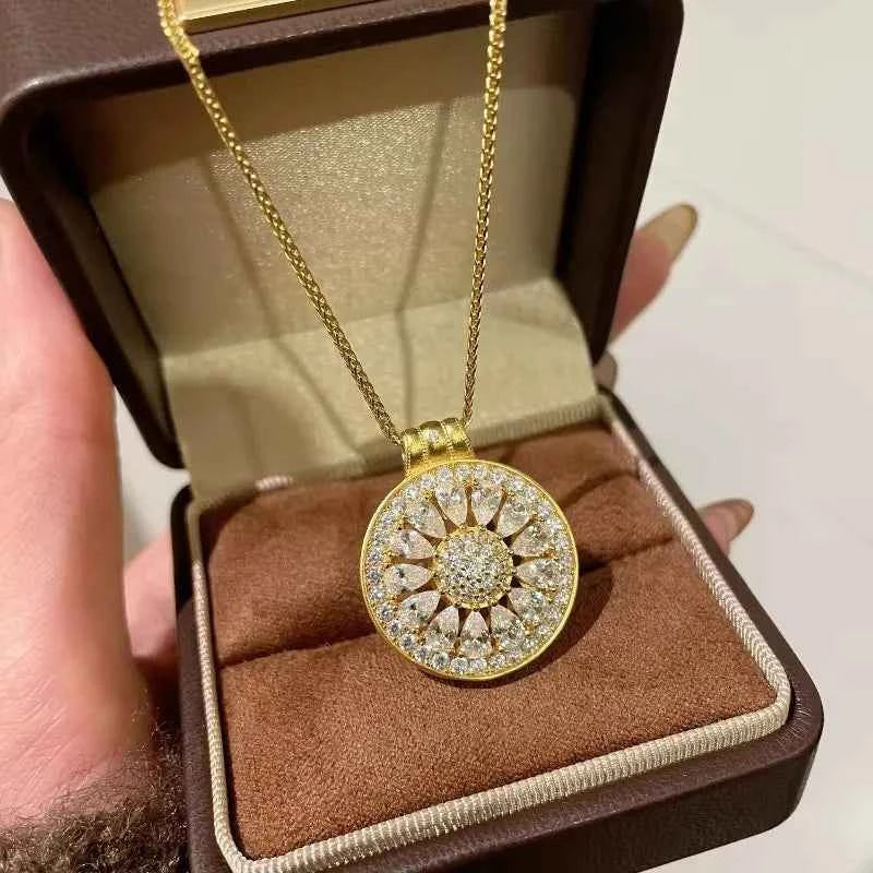 Elegant Hollow Flower Pendant Necklace - Retro Stainless Steel