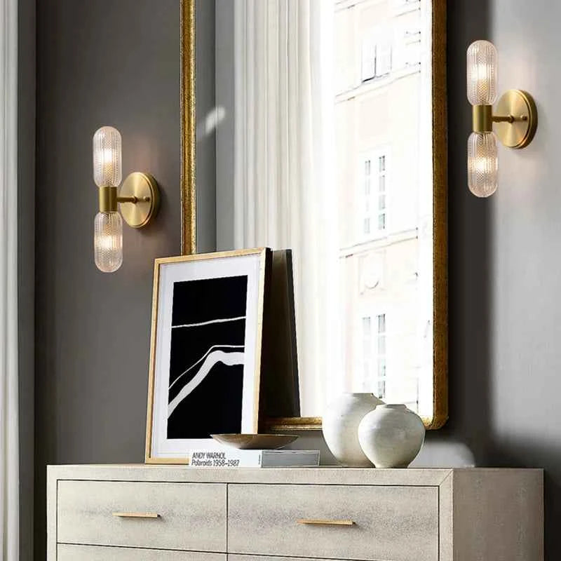Luxury Gold Glass Wall Sconce - Elegant LED 12W Lighting
