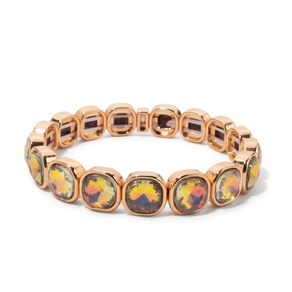 Elegant Enamel Charm Bracelet - High-End Square Alloy Bead Design