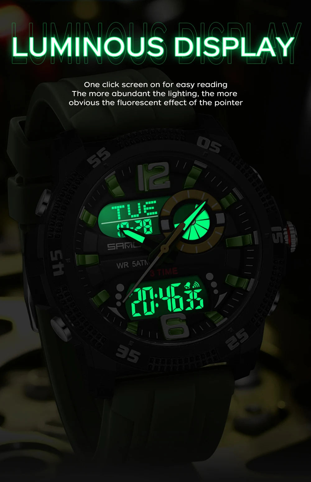 Premium Men's Sports Watch - Dual Time LED