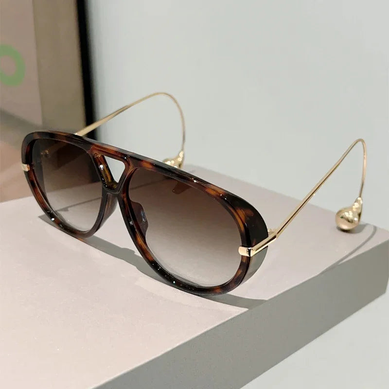 Luxury Oversized Pilot Sunglasses - Gradient Designer Shades