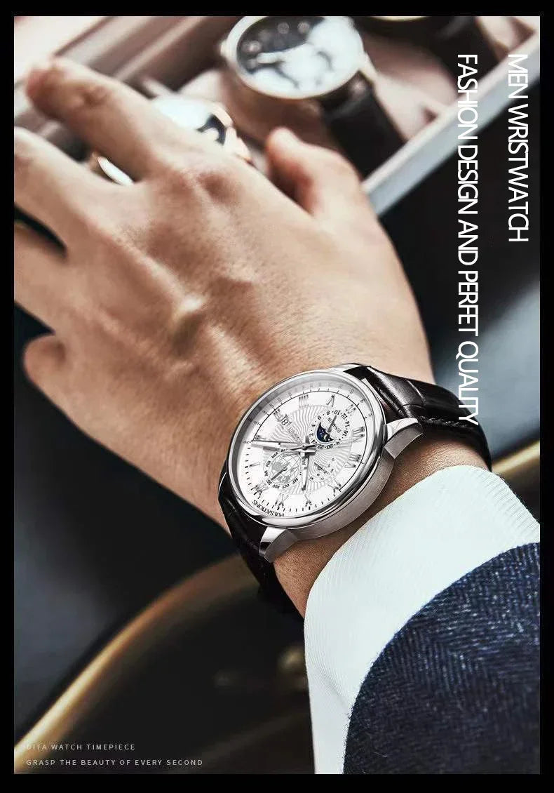 Elegant Men's Quartz Leather Watch - Versatile Business Style