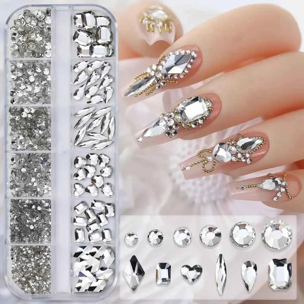 Luxury Pink Nail Rhinestones - Crystal Glitter Charms & Gems