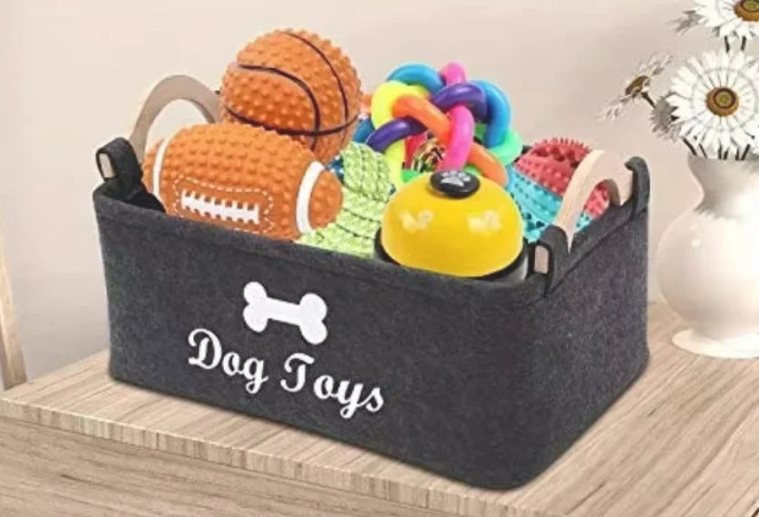 Premium Felt Pet Toy Box - Dog Organizer & Storage