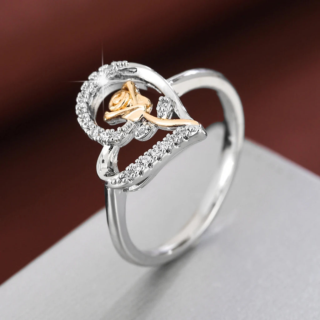 Elegant Rose Zirconia Ring - Premium Women's Jewelry