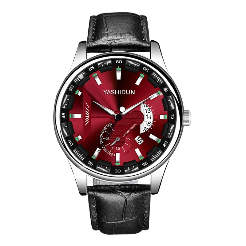 Premium Men's Luminous Quartz Watch - Waterproof Leather