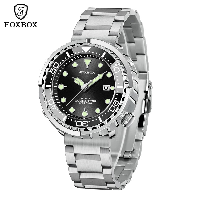 Luxury Mens Quartz Watch - 5ATM Waterproof Sports Clock