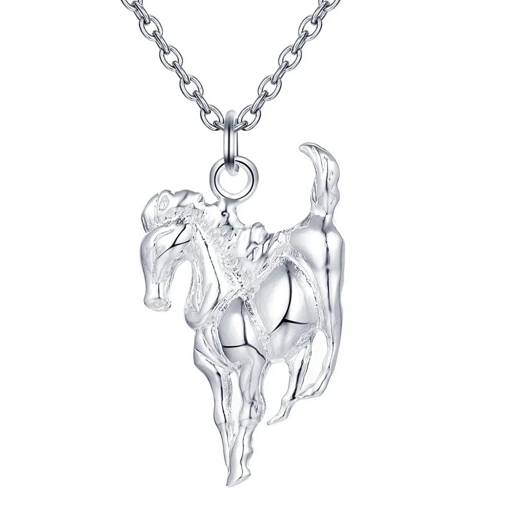 Elegant Sterling Silver Horse Necklace - 18 Inch Pendant