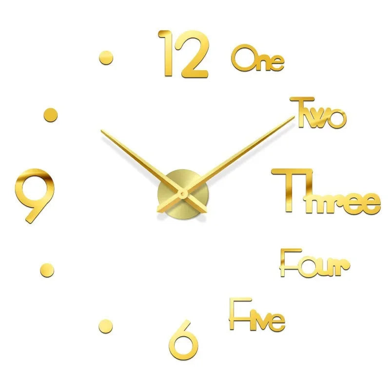 Elegant Modern Large Wall Clock - 3D DIY Quartz Design