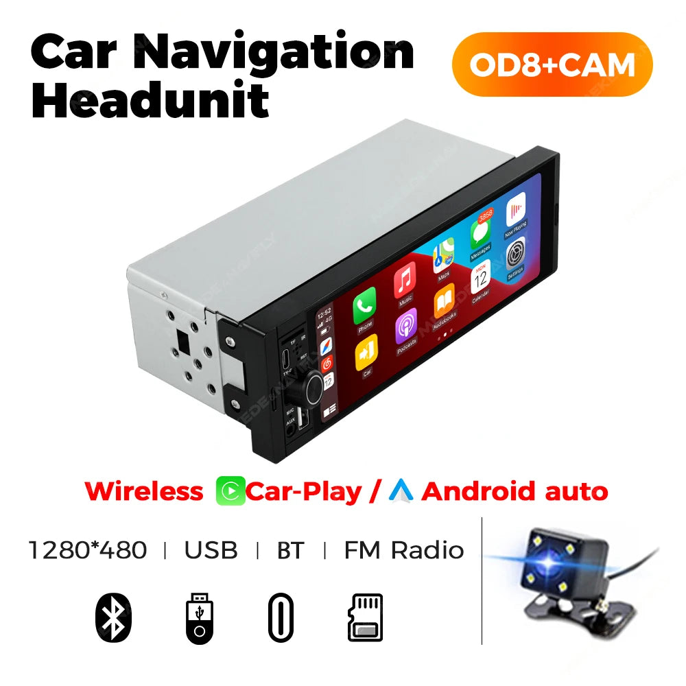 Universal Wireless CarPlay Stereo - 6.86 Inch HD Touch Screen