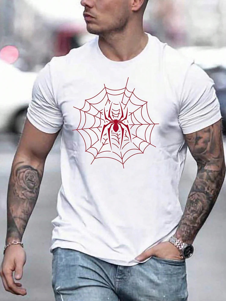 Premium Spider Print Men's T-Shirt - Streetwear Short Sleeve Tee