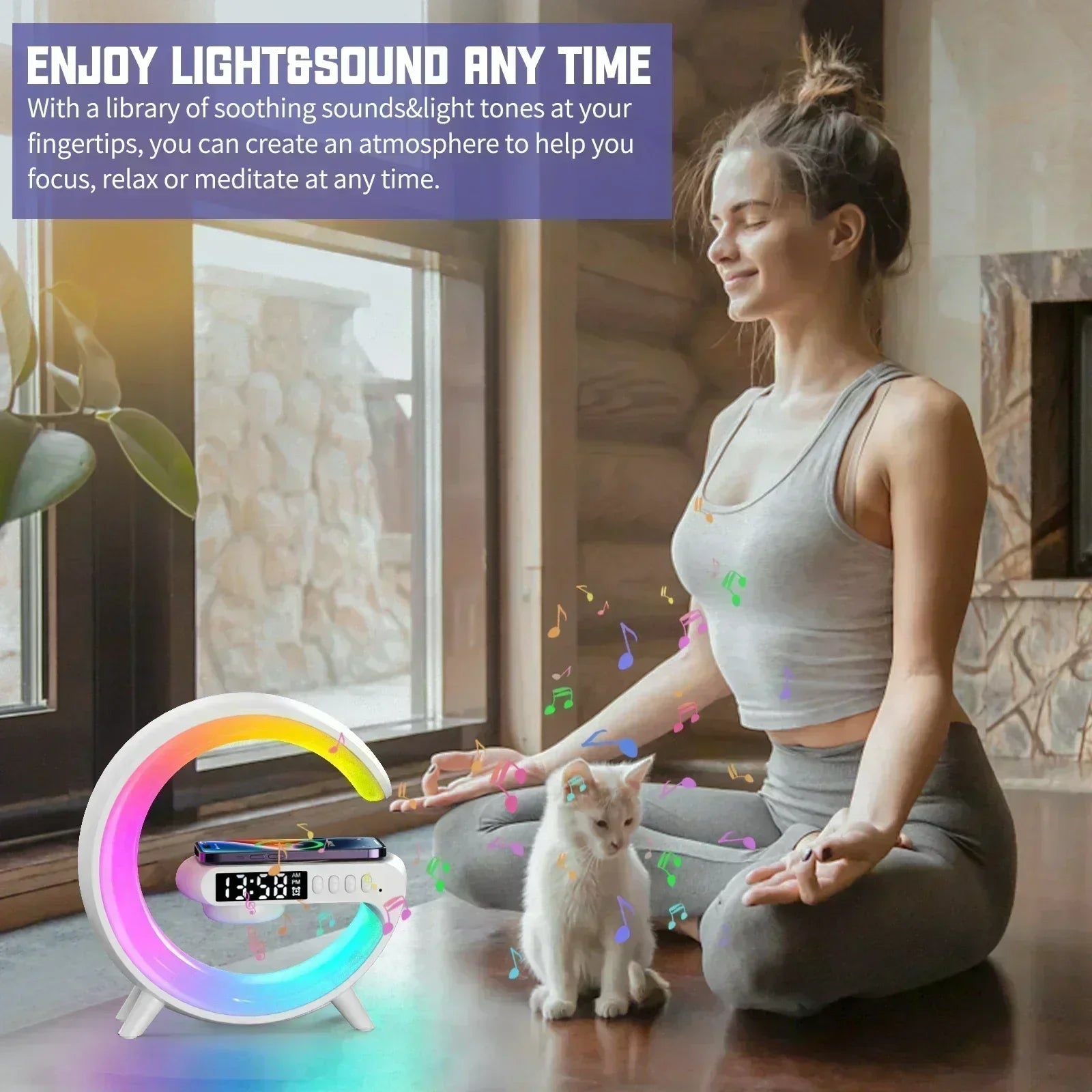 Premium Wireless Charger Desk Lamp with Bluetooth Speaker & RGB Night Light