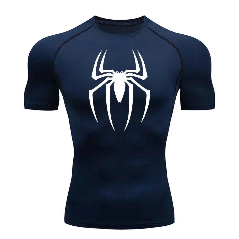 Men's Spider Printed Sports Top - Breathable Quick-Drying Fitness Tee