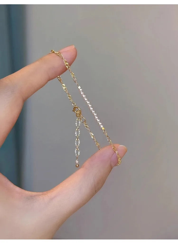 Elegant Mini Pearl Hand Bracelet - Light Luxury Minimalist