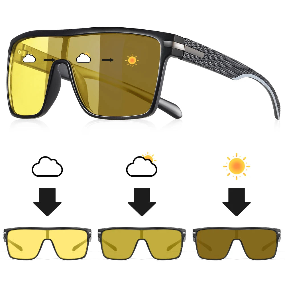 Oversized Photochromic Polarized Sunglasses - UV400 Protection