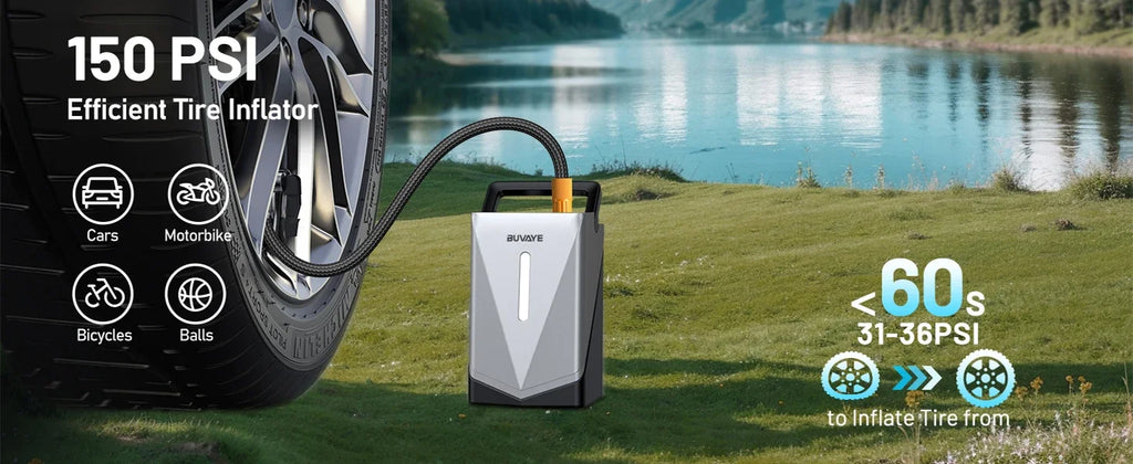 Portable Jump Starter with Air Compressor - 2500A Power Bank