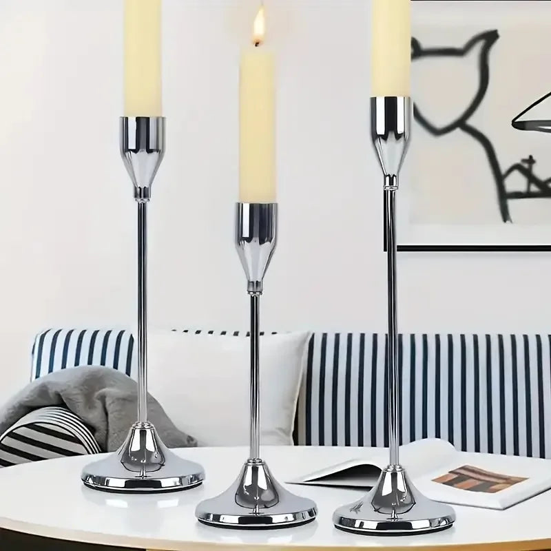 Elegant European Metal Candle Holder Set - 3 Piece