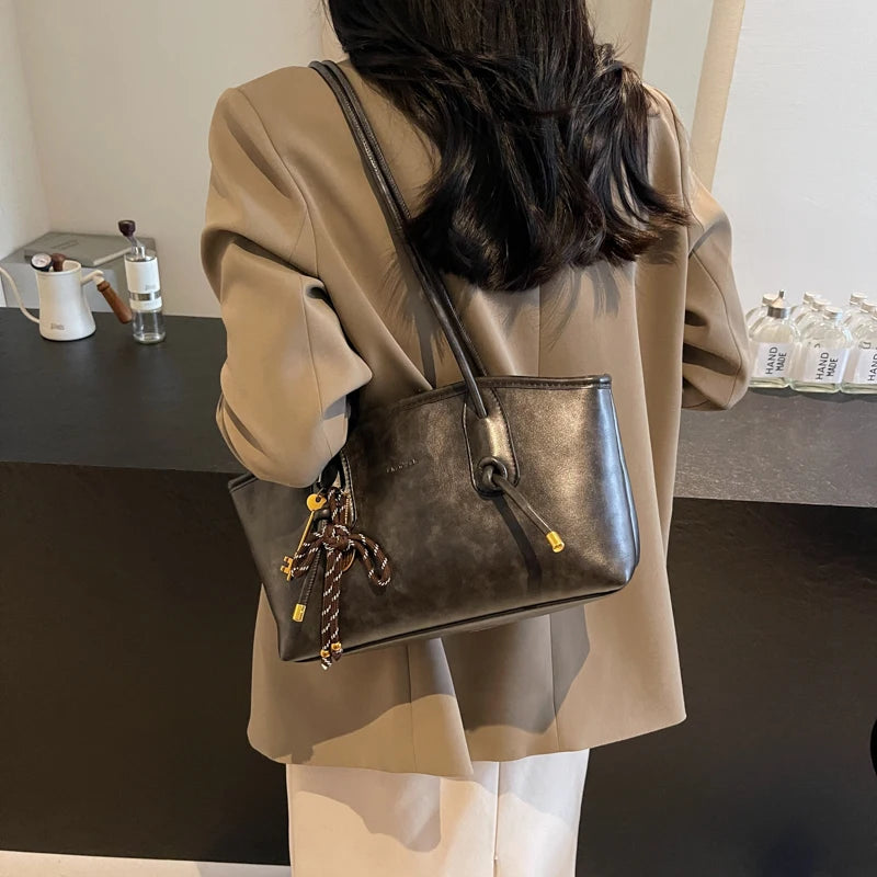 Women’s PU Leather Shoulder Bag - Y2K Retro Crossbody Bag Tote Handbag - Tulique