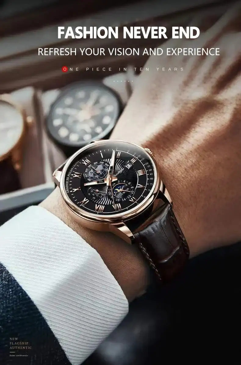 Elegant Men's Quartz Leather Watch - Versatile Business Style