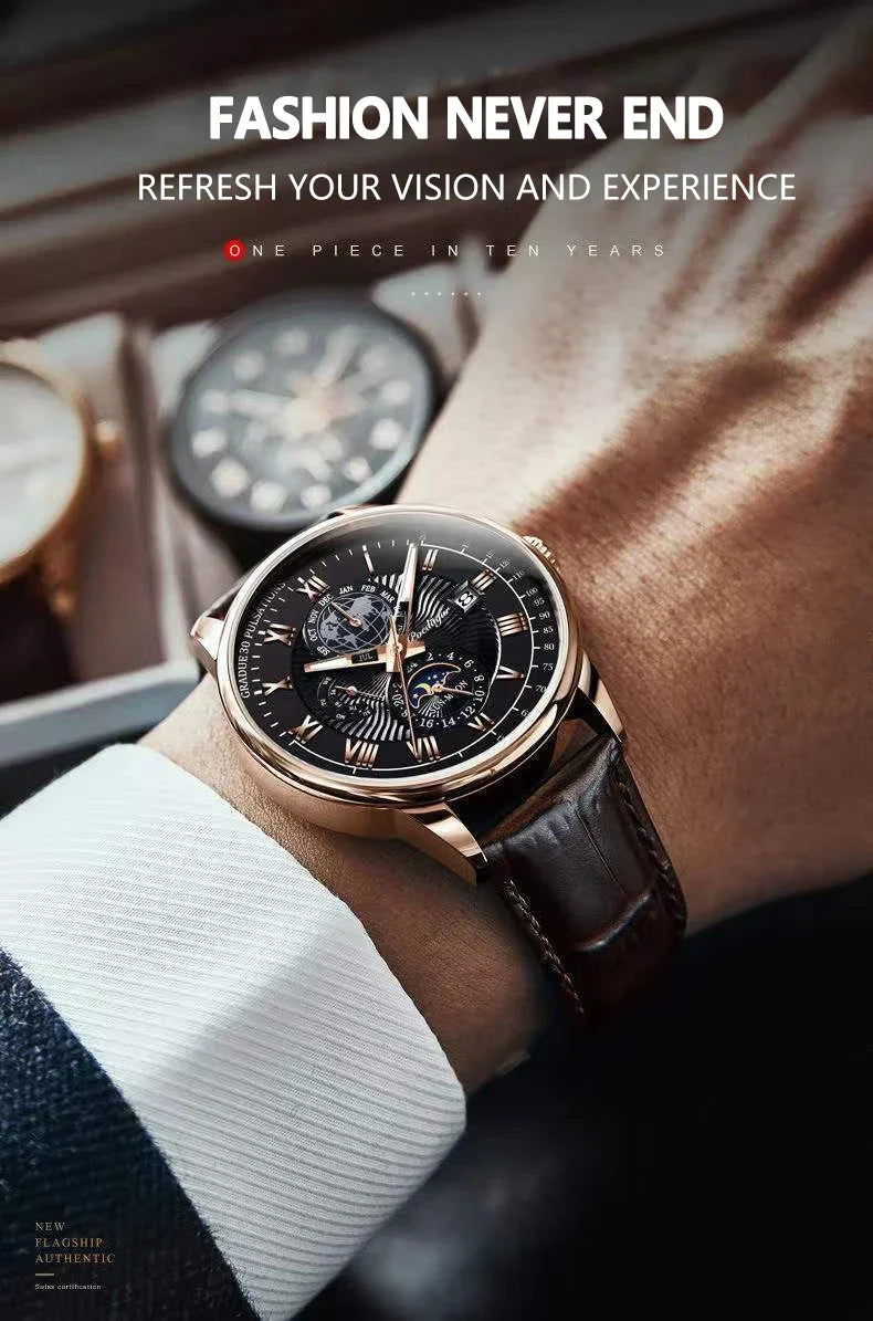 Elegant Men's Quartz Leather Watch - Versatile Business Style