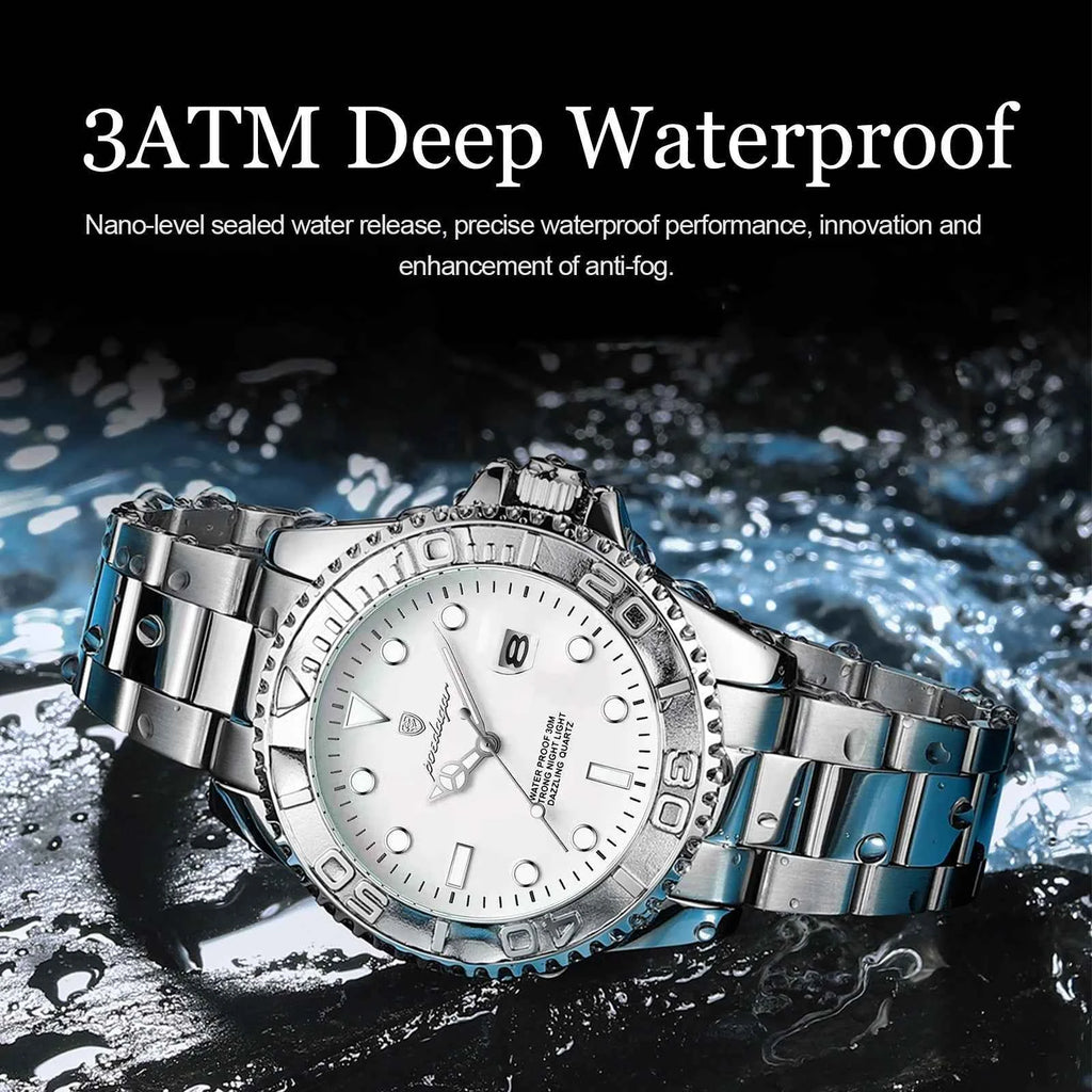 POEDAGAR Luxury Military Men Watch Waterproof Luminous Date Man Stainless Steel Watch High Quality Business Men's Quartz Watches