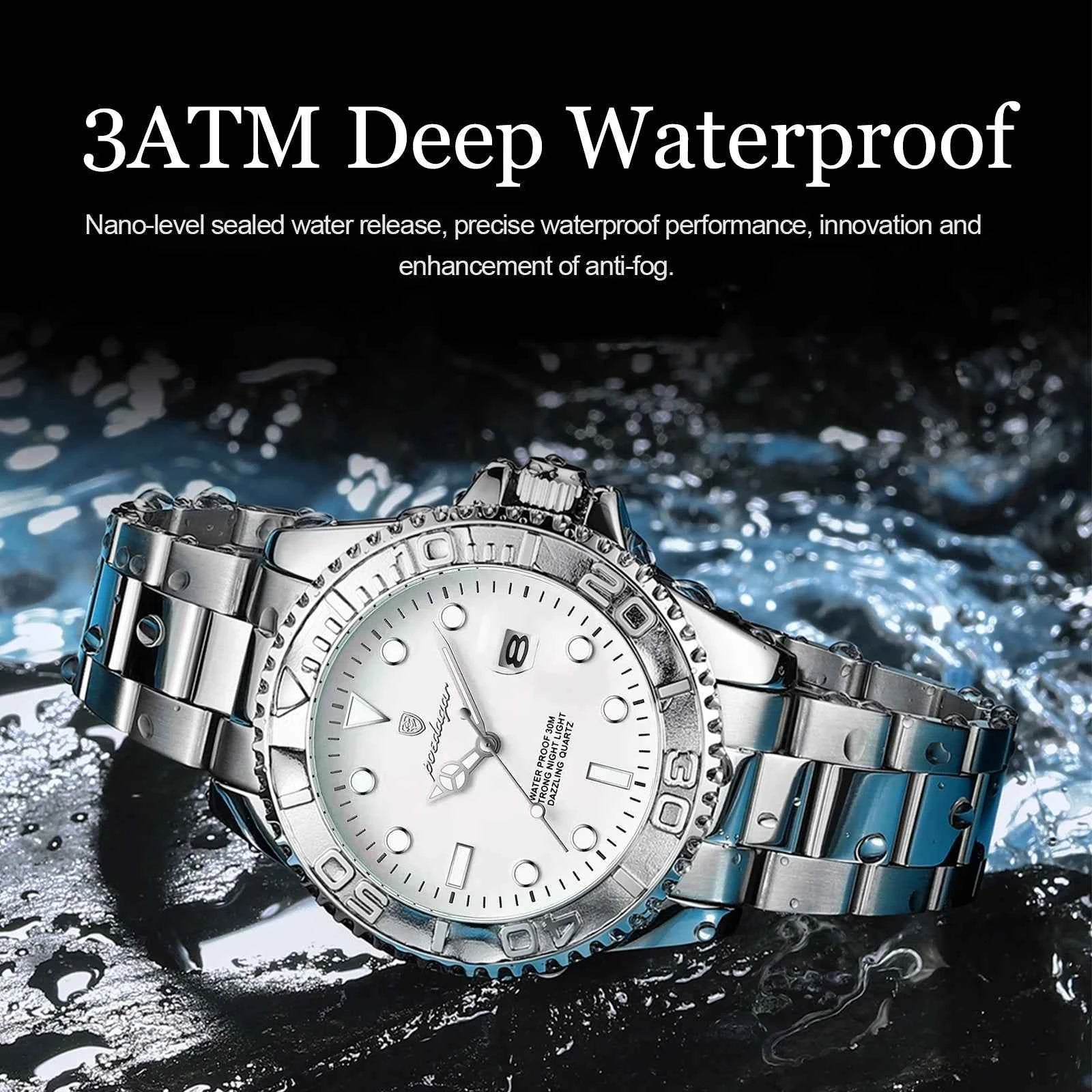 POEDAGAR Luxury Military Men Watch Waterproof Luminous Date Man Stainless Steel Watch High Quality Business Men's Quartz Watches