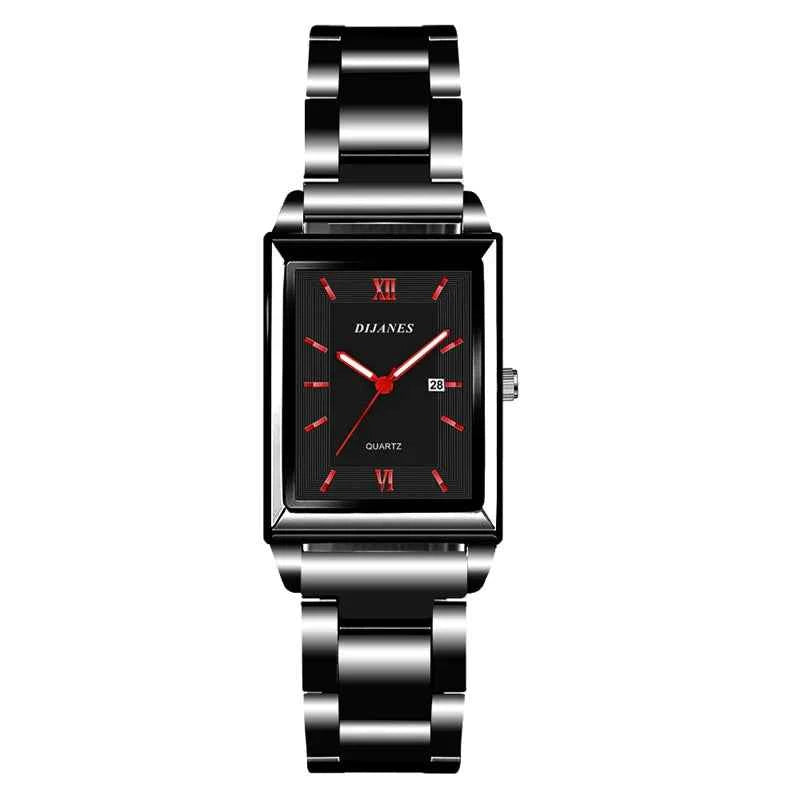 Elegant Men's Rectangle Watch - Stainless Steel Quartz