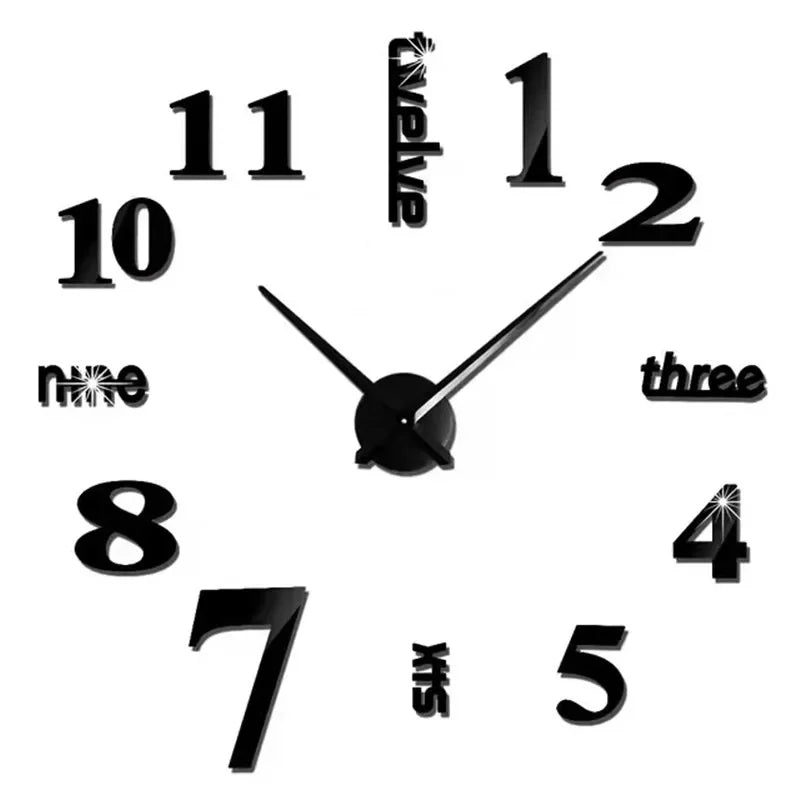 Elegant Modern Large Wall Clock - 3D DIY Quartz Design